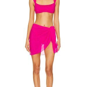 GIGI C Willa Sarong Mesh Coverup Skirt In Fuchsia Pink S